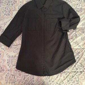 Elegant Black Striped Button-Up Shirt